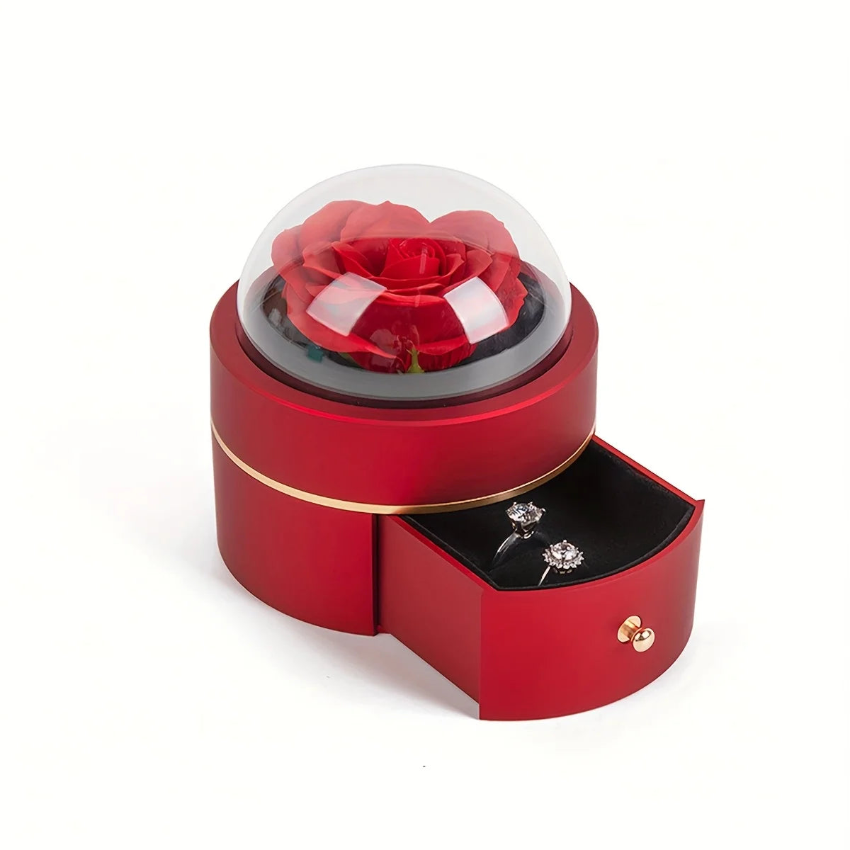 Valentine's Day Round Rose Jewelry Box