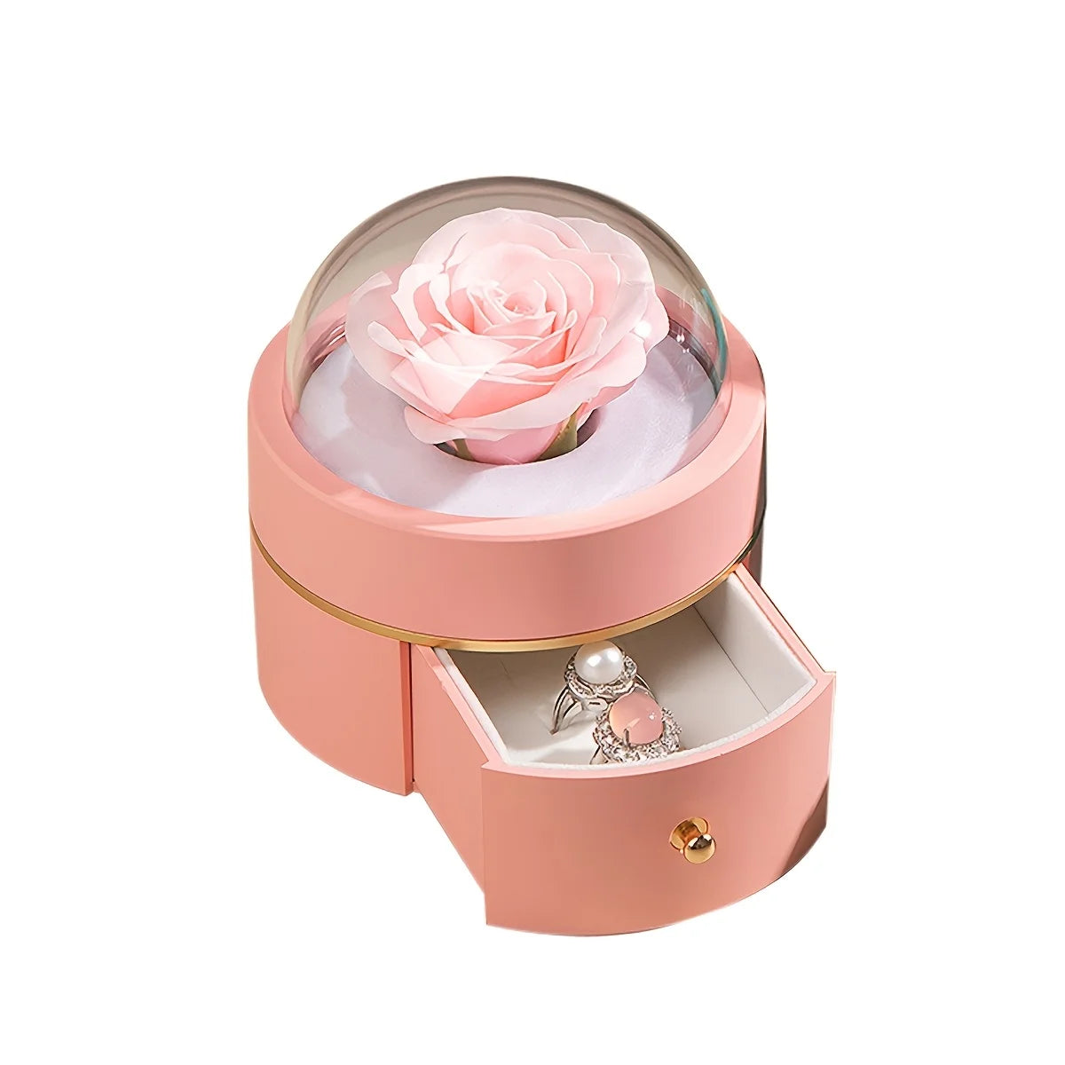 Valentine's Day Round Rose Jewelry Box